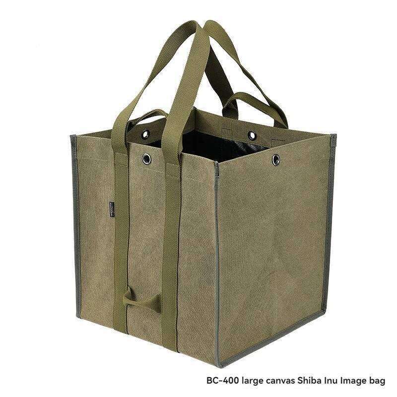 CAMPINGMOON Firewood Bag, Camping Equipment Storage With Double Handles, Shoulder Back, Outdoor Thick Canvas Bag