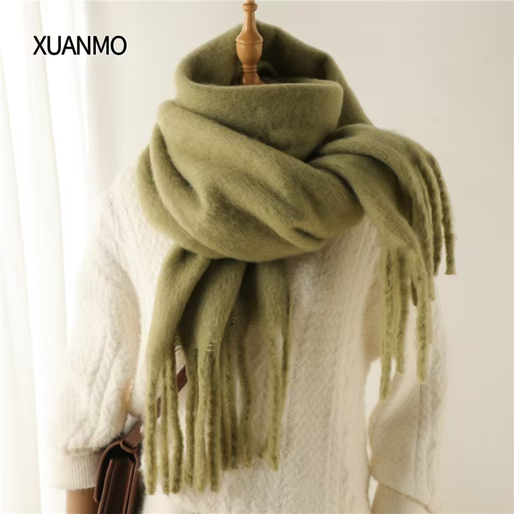 K1976 Hot Recommendation Winter Korean Style Solid Color Thickened Scarf Women Wool Faux Cashmere Shawl High Cost Performance