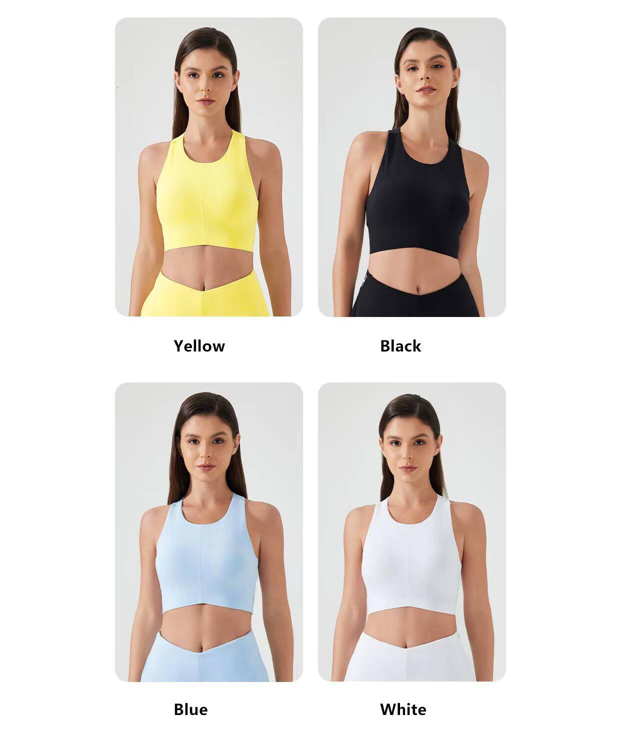 XWD25020 Hot Selling Women Fitness Round Neck Racing Back Sleeveless Tank Top Cropped Running Breathable Sports Bra Yoga Top