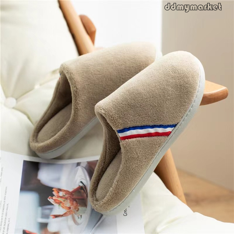 Coral Velvet Color Striped Memory Foam Anti-Slip Slippers ddmymarket