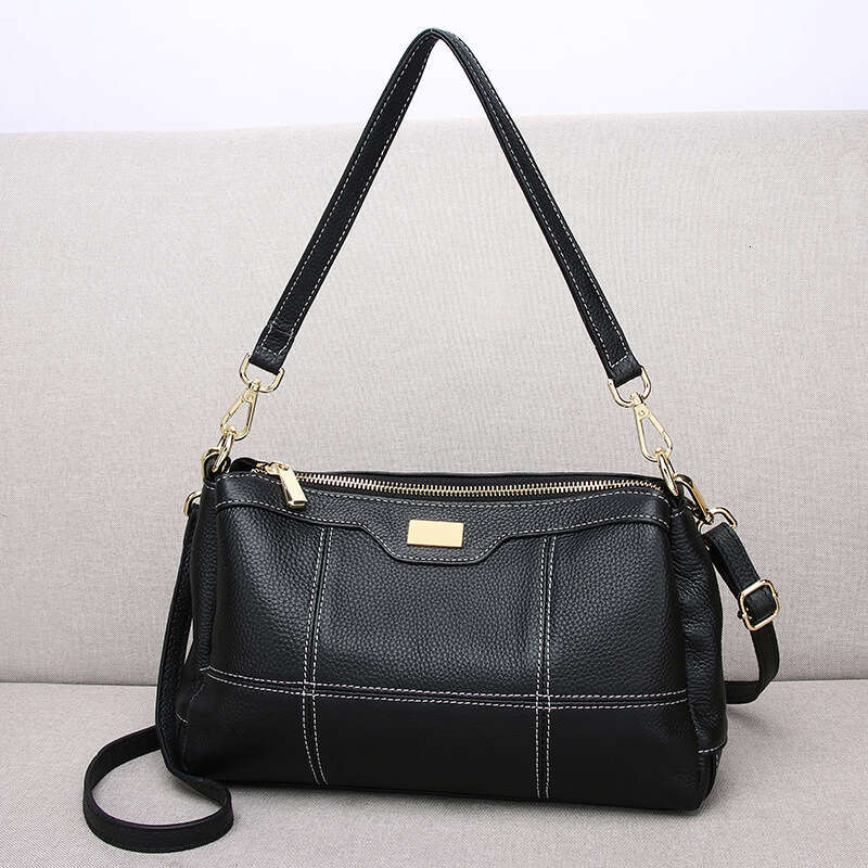 designer bag Luxury bag Women's Guangzhou Genuine Top Layer Cowhide Stitched Soft Leather Single Shoulder Crossbody Multi-Compartment Small Squar