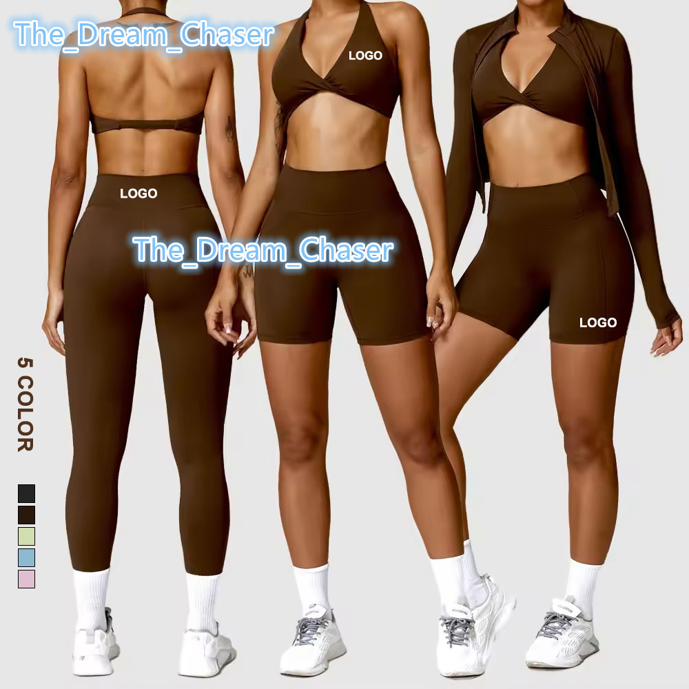 Wholesale Custom Fitness Wear Yoga Sets Gym Workout Clothes Athletic Suits Sports Bra Jacket High Waist Leggings Set for Women