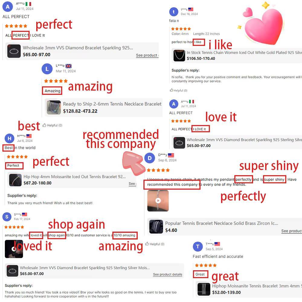 Local Stock 3mm 4mm 5mm 6mm Tennis Bracelet 925 Silver Iced Out Men Women Moissanite Bracelets