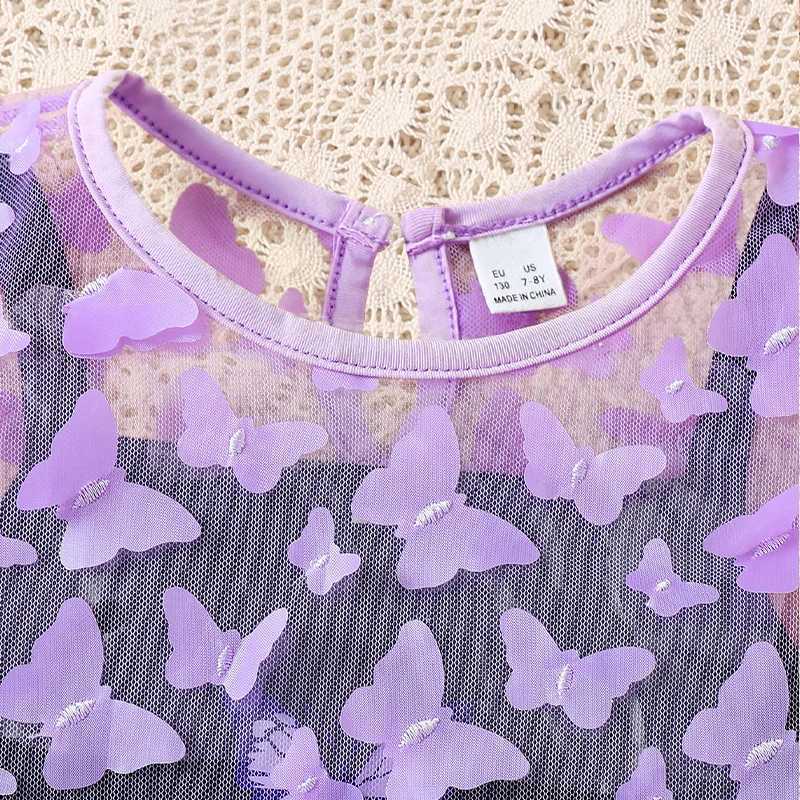 Girls Summer Butterfly 2Piece Dress Tee Set Stretchy Comfortable EasyCare Kidswear L250926WJ3R