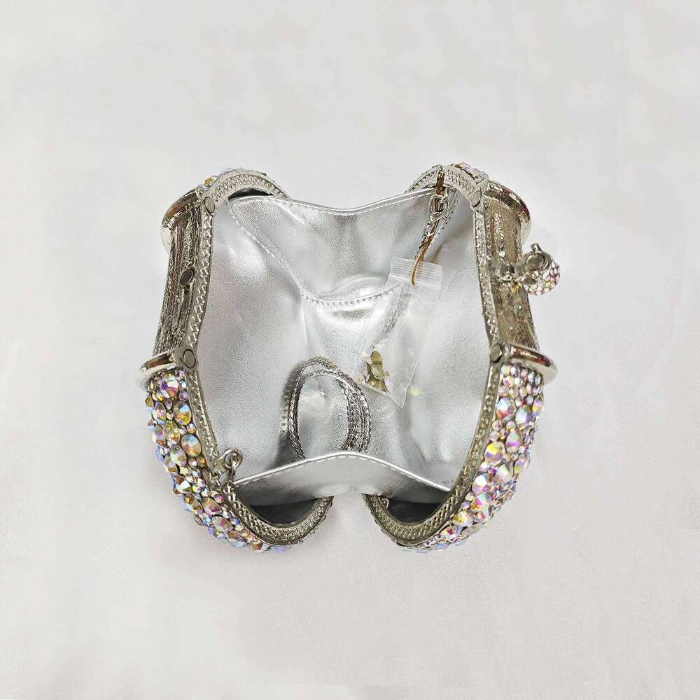 Large Stone Hard Metal Evening Bag Crystal Women Bags Designer Fashion Party Banquet Clutch Purse Dia Handbag