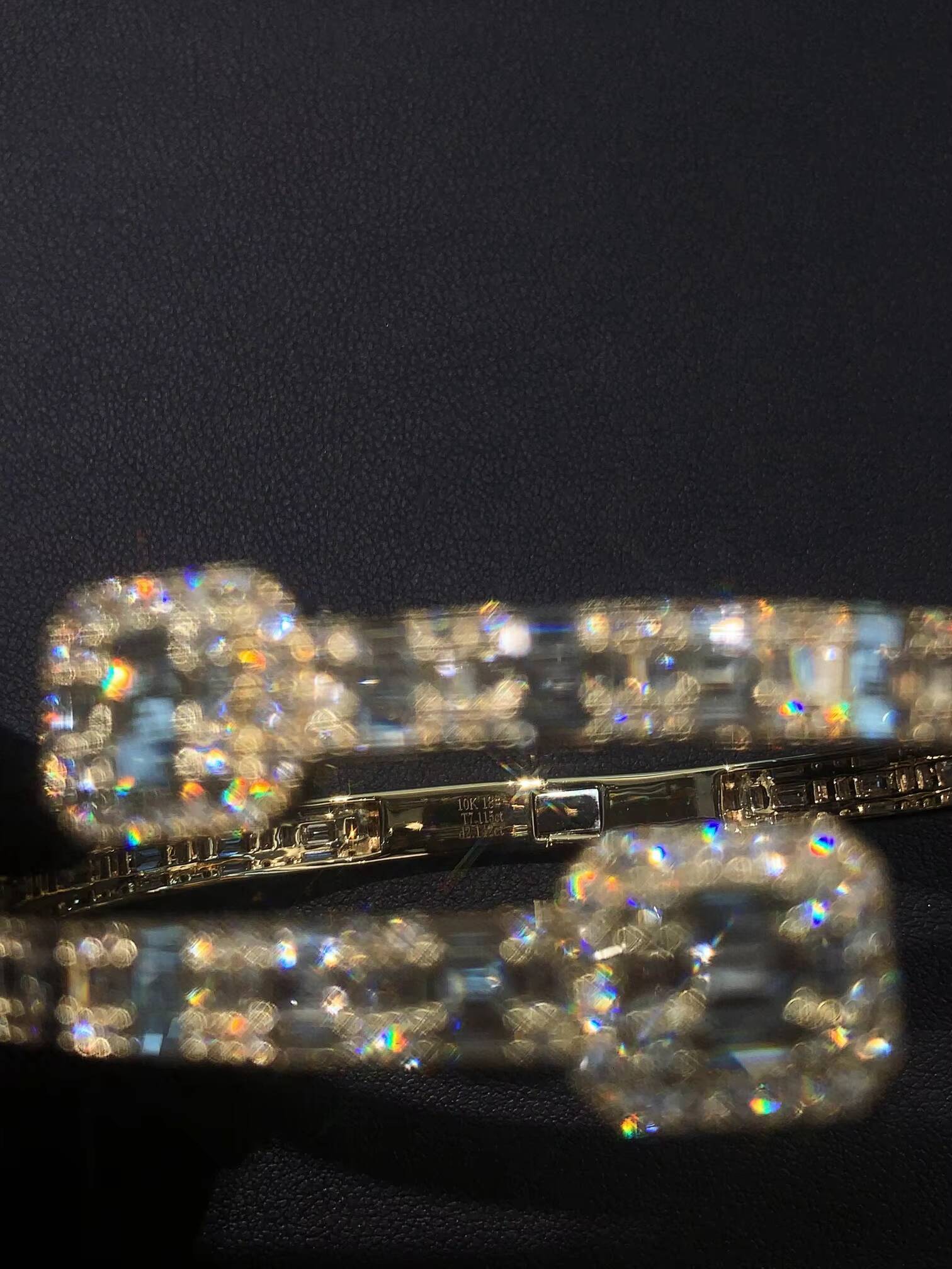 9K Yellow Gold Baguette Vvs LabGrown Diamonds Square Shape Diamond Bangle Bracelet