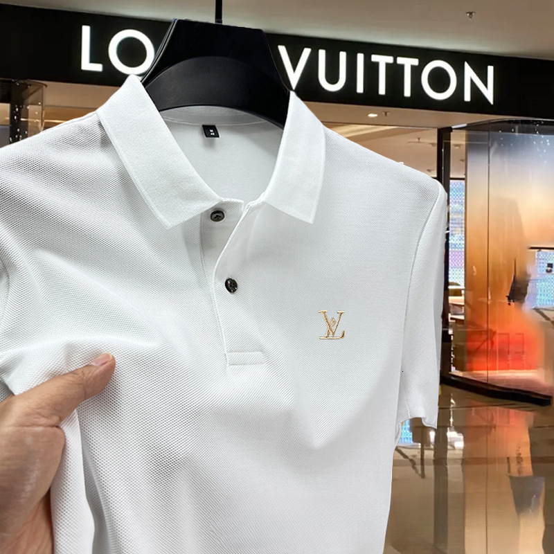 New Men's Designer T Shirt Turn-down Collar Half Sleeve Light Luxury Trendy Brand Embroidered Tops Men's Short Sleeve POLO Shirt T-shirt Bla