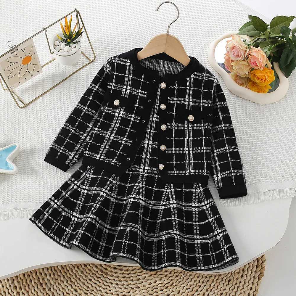 Girls Dresses Spring Autumn Children Woolen Jersey Sweaters Coats Vest Dress 2pcs Princess Suit For Baby Clothes Kids Outfits 6Y L250926AC4K