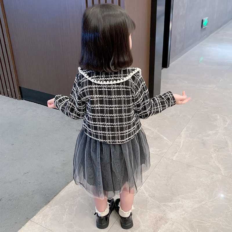 80130cm Girls Dress Set 2025 SpringSummer New Childrens Elegant Style Jacket Princess Layer Dress Two Piece Outfit TR413 L250926PYY9