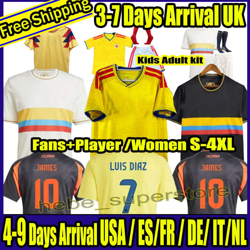 S-4XL 24 25 26 ColOMbiA JAMES soccer jerseys 2024 2025 Centenary Camisetas 2026 CoLUmBIa National Team Home Away Football jersey Shirt Kit Men KIDS Luis Diaz Cordoba
