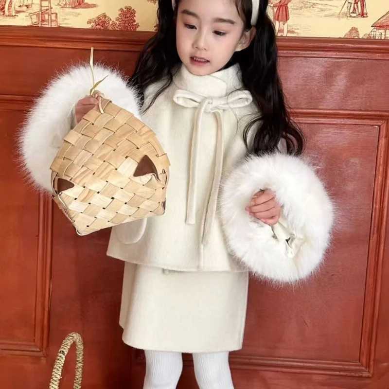 Girls Woolen Small Fragrant Style Set Autumn And Winter 2025 New Childrens Clothing Westernstyle Woolen Twopiece Set L2509263XUV