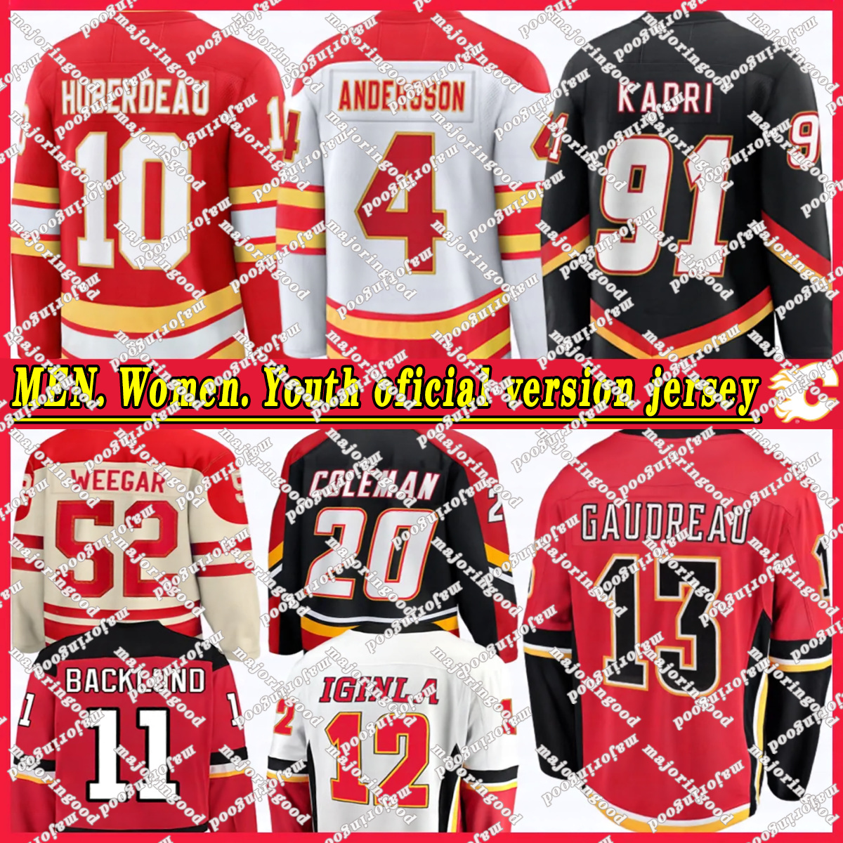 10 Jonathan Huberdeau calgary hockey jersey flamesS jersey Rasmus Andersson Nazem Kadri Mikael Backlund MacKenzie Weegar Jarome men women youth jerseys