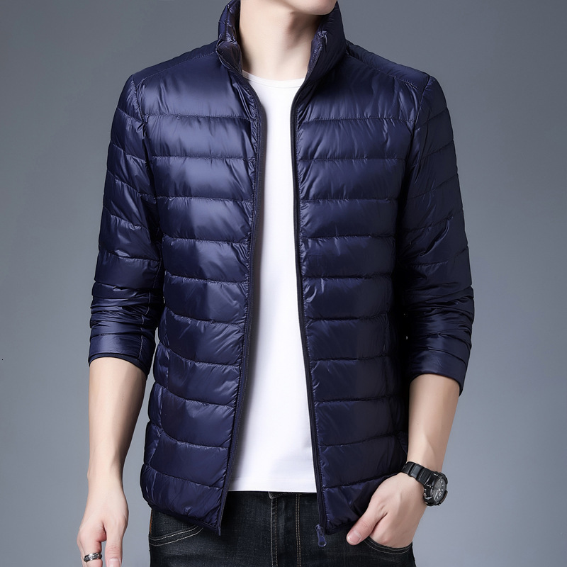 2025 New Lightweight Down Jacket Men's Hooded Stand Collar Short Large Size Men's Clothing for Middle-aged Lightweight Thin Style