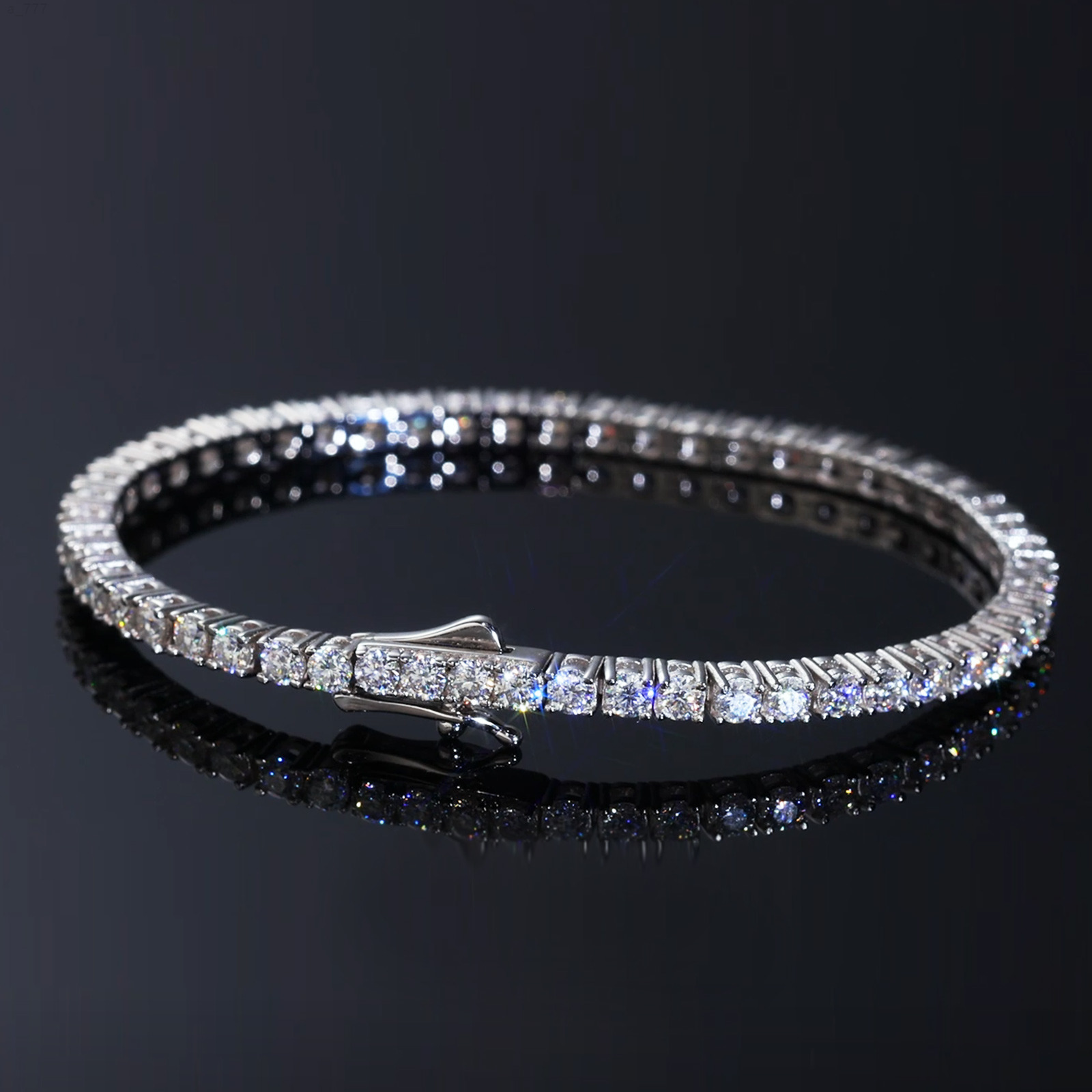 Silver Moissanite Tennis 18K White Gold Plated 925 Sterling GRA Certificate Round Cut VVS Diamond Classic Bracelet for Women Men