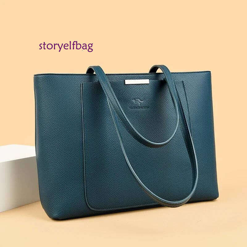 Solid Color Handbag Designer HIgh Quality Leather Shoulder Bags for Women 2024 High Capacity Shopping Tote Bag