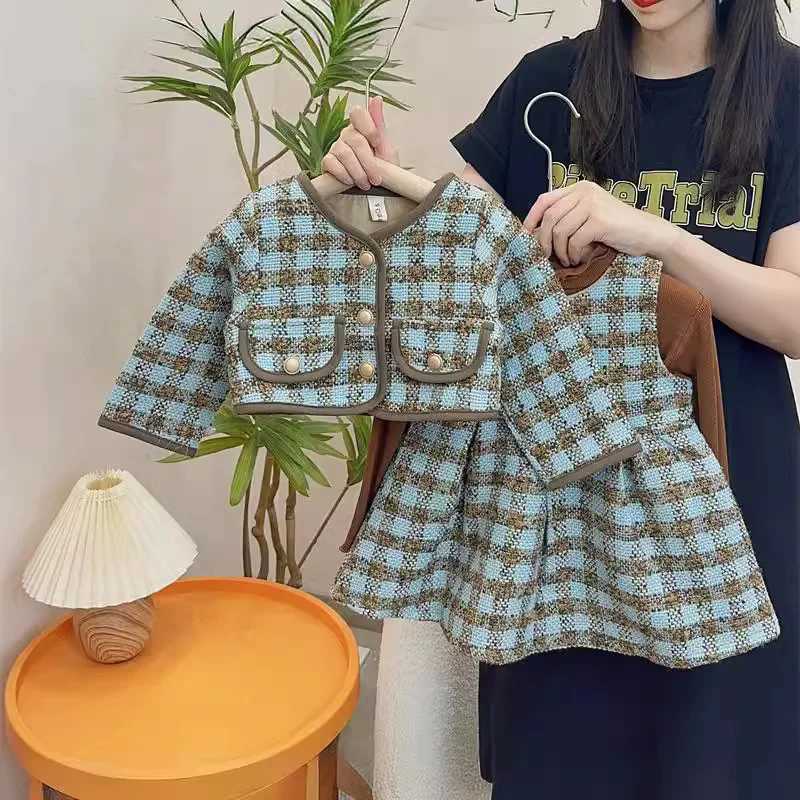 Childrens Sets Girl New Korean Elegant Autumn Baby Fashionable Tide Two Pieces Round Collar 2024 Childrens Clothing L25092607GL