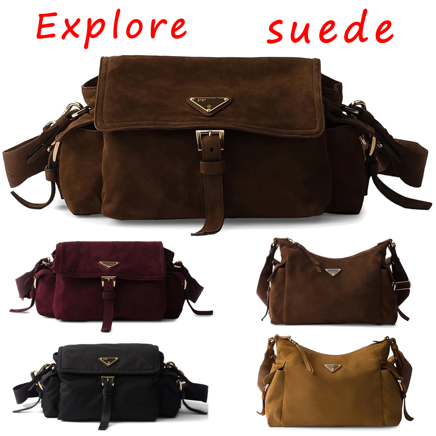 explore bag suede Designer Handbag Bonnie bag Luxury bag suede Totes Bag Velour suede handbag women winter shoulder women bag New Nylon and Suede collection