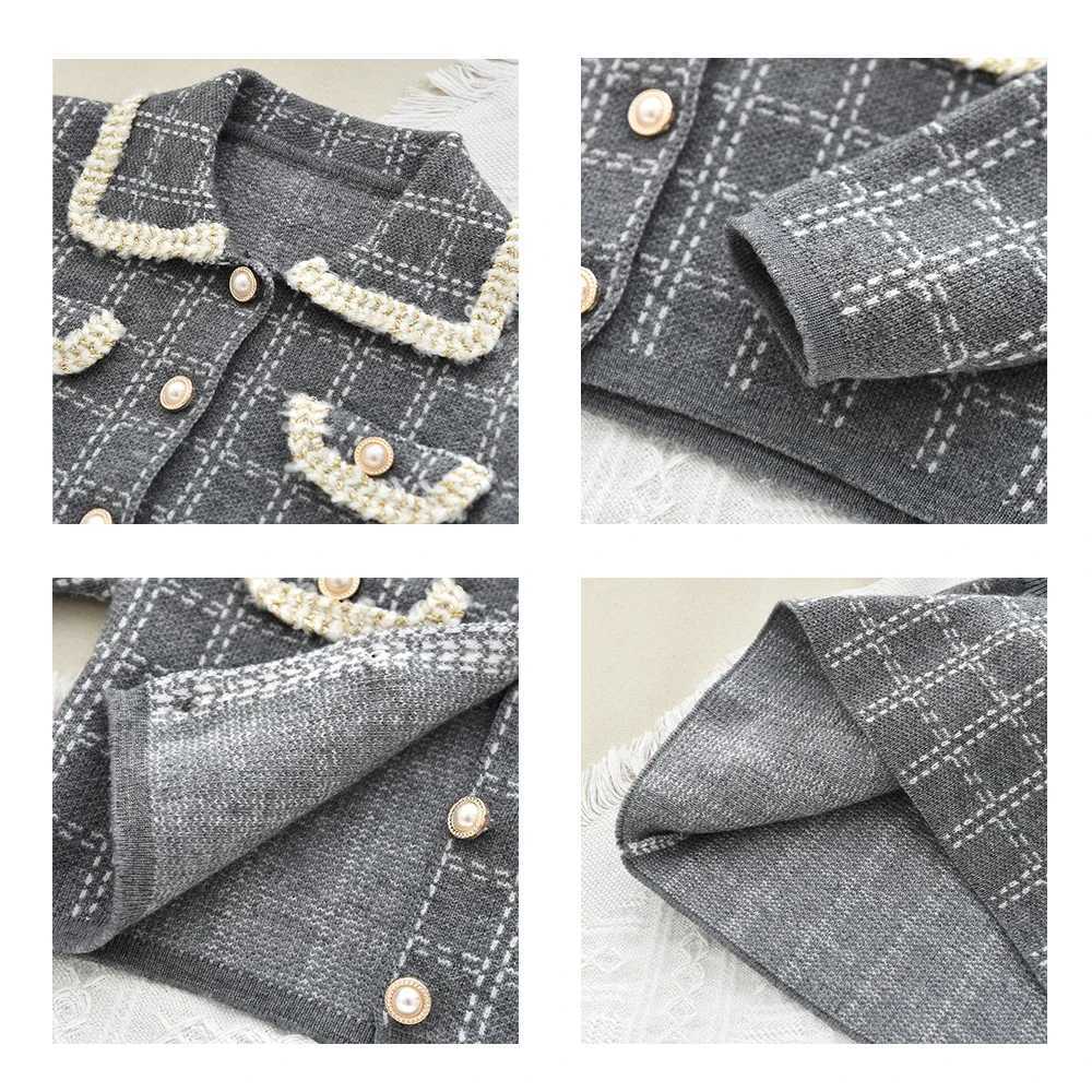 Bear Leader Autumn Winter Fashionable Casual Childrens Clothing Gray Sleeveless Dress Long Sleeved Sweater Jacket Girls Set L250926SCAR