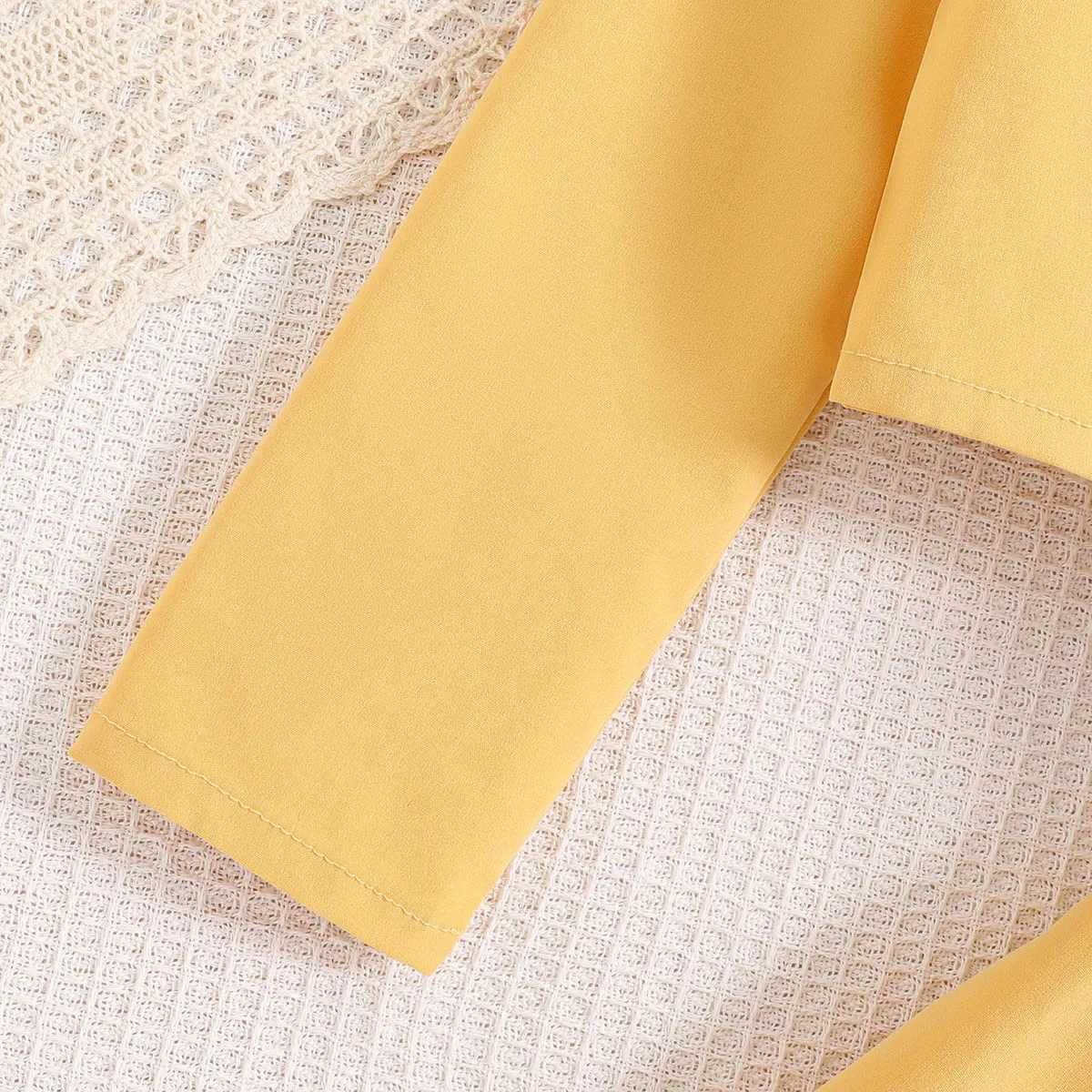 Kids Clothes Set 47 Years Spring Autumn Girls Short Yellow Suit Jacket Skirt Elegant Fashion Children Baby Formal Clothes Set L25092635VU