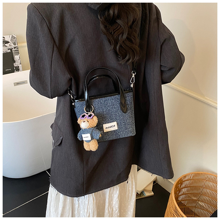 Autumn new Bag color blocked women's handbag retro style fashionable casual commuting denim shoulder bag light luxury designer bag