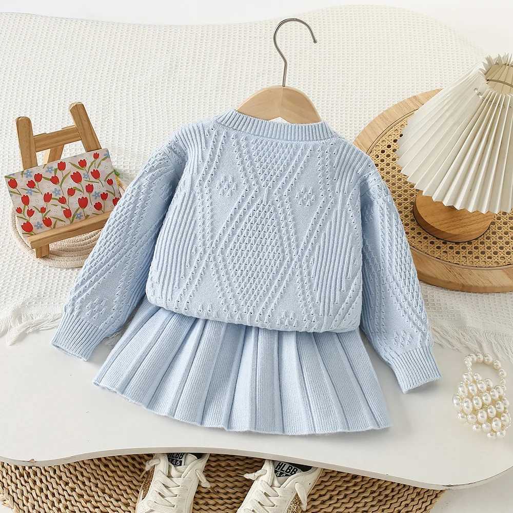 Girls Knitted Clothes Sets Spring Autumn Children Woolen Jersey Sweaters Coats Skirts Kids Princess Dress Suit For Baby Outfits L250926XCFQ
