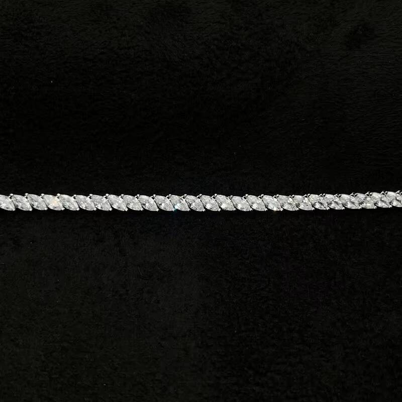 Marquise Cut 5A Moissanite Iced Out Bling Women Girl Jewelry Tennis Chain Necklace 925 Sterling Silver Chocker