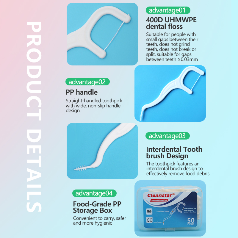 CPA03-50 Dental Floss Picks Convenient Oral Care Gift Set Family Size Fine Round Floss Picks