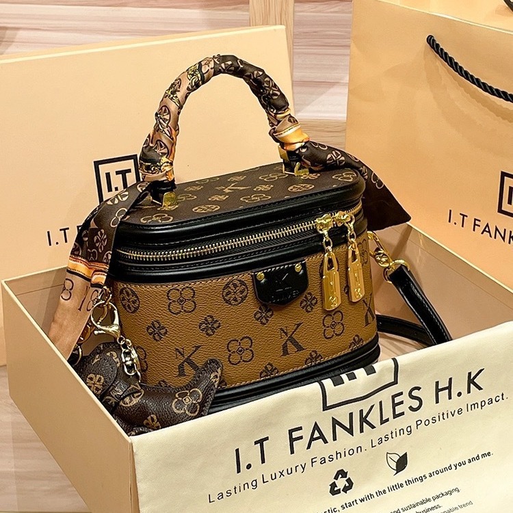 Designer bag women 2025 fashion diagonal span cylinder bucket bag crossbody versatile cosmetic bag handbag shoulder bag small bag