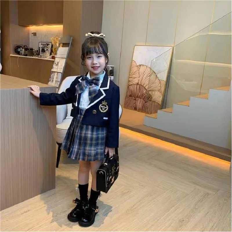 Classic Girl College Style Uniform Set For Spring And Autumn Shirt Jacket And Pleated Skirt 3piece Combo Girl Jk L2509267CJY