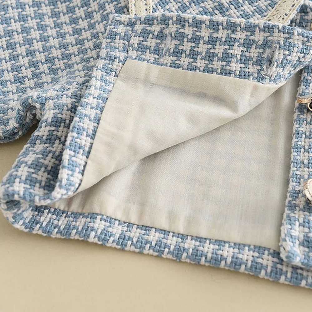 Girls 3Piece Thousand Bird Check Set Big Lapel Coat Waistcoat Skirt Satchel Classic Kids Ensemble L250926ULVZ