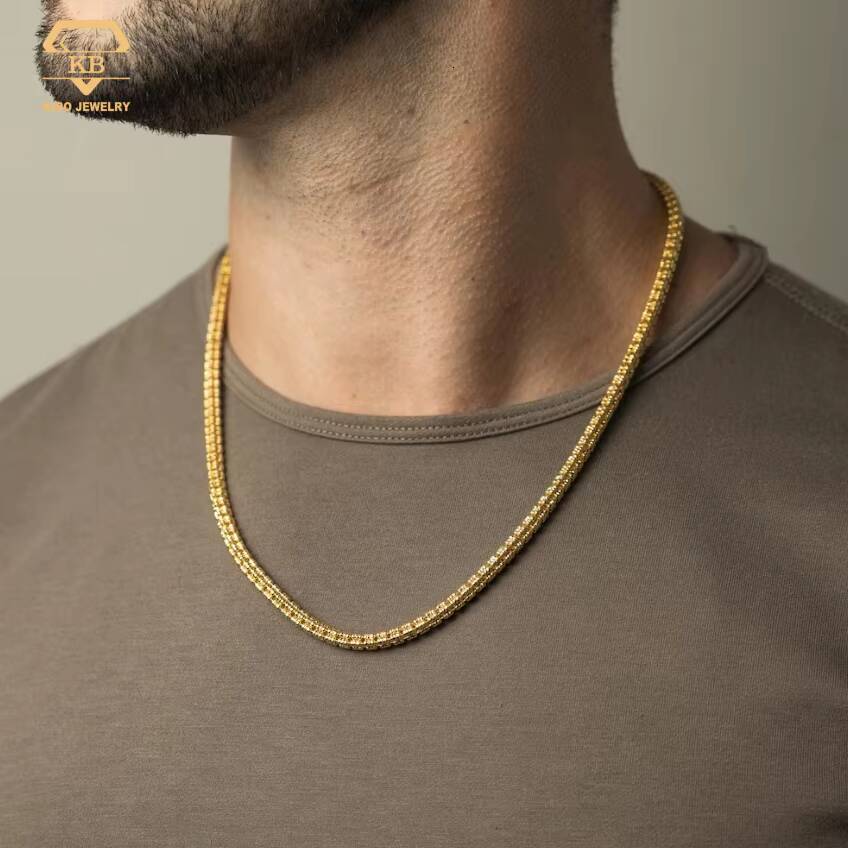 34mm Tennis Chain Ice Chain 925 Sterling Silver Diamond Cut Ice Moon Chain for Men Women