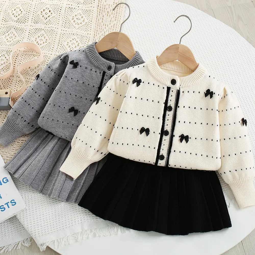 Winter Tweed Designed Girls Knitting 2Pcs Sets for 18Ys Childrens SweaterSkirt Kids Classic Tweed Suits Fashion Fall Outfits L250926G7NE