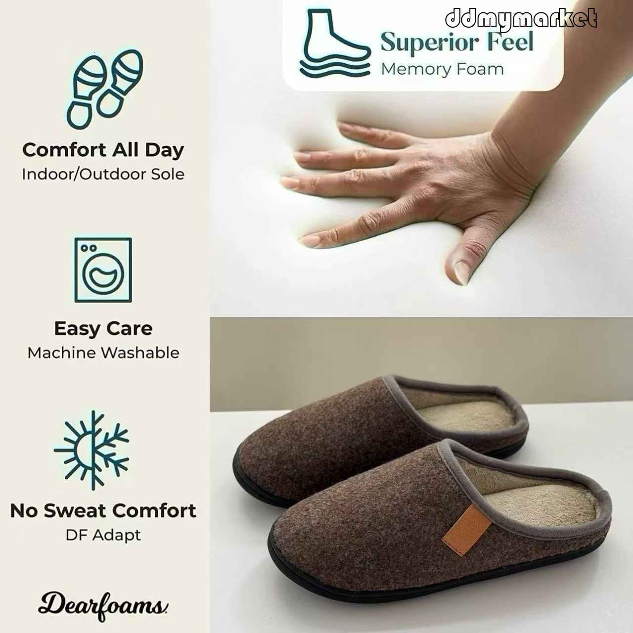 Large Size Cotton Men, Autumn and Thick Sole Indoor Home for Elderly, Non-Slip Plush Lined Winter Slippers ddmymarket