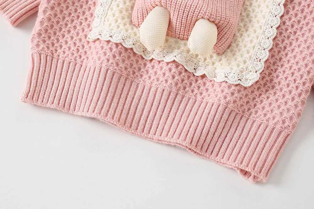 Childrens Clothing Sets Bunny Embellished Knitted Top Pleated Skirt Winter Baby Girl Clothes Kids Knitwear Sweater L250926NXQL