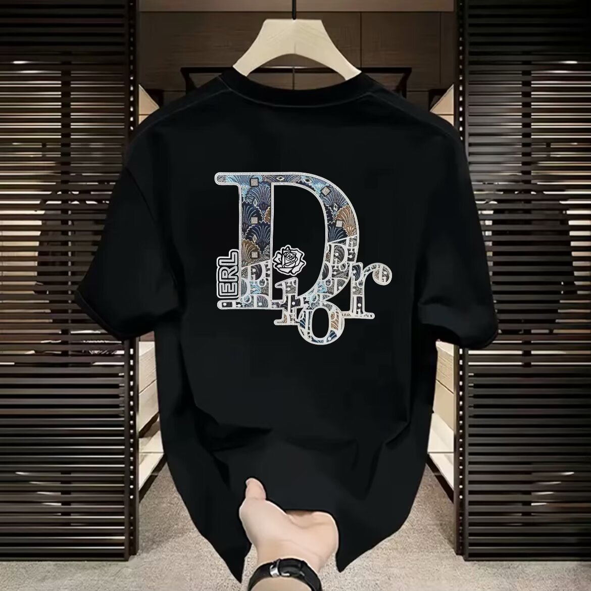 American Style Cool Heavyweight Pure Cotton Short Sleeve T-shirt For Men Summer Trendy Brand Simple Round Neck Printed Fashion Versatile Top