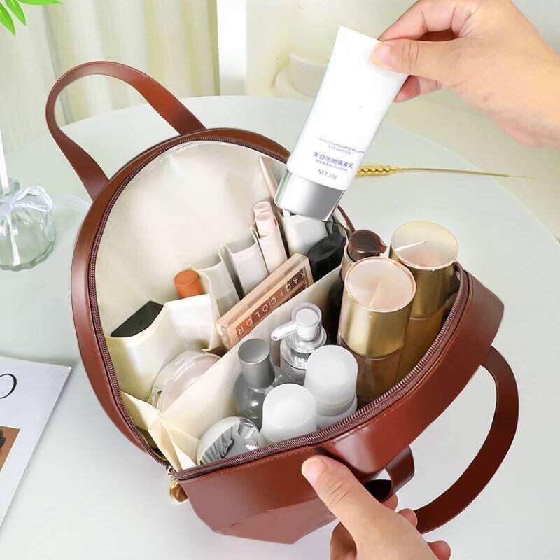 Fashion Storage Travel Women PU Leather Shell Cosmetic Handbag Portable Makeup Bag Lipstick Perfume Beauty Pouch