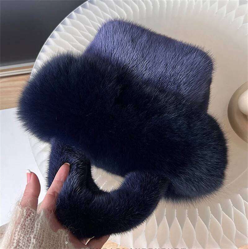 New Real Mink Fox Fur Women Handbags Female Multifunctional Large Capacity Basket Fashion Wrist Bags For Ladies Phone Purse