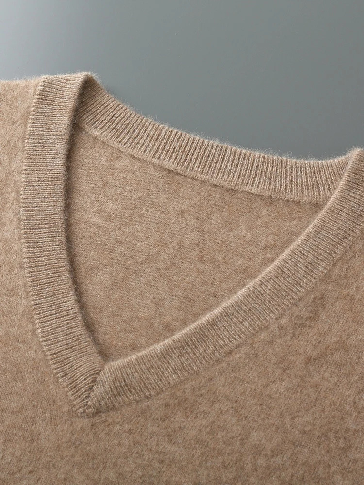 Men Wool Vneck Sweater Vest Pullover Autumn Winter Basic Casual Cashmere 100 Merino Wool Knitted Soft Sleeveless Waistcoat Top250920 - view 7