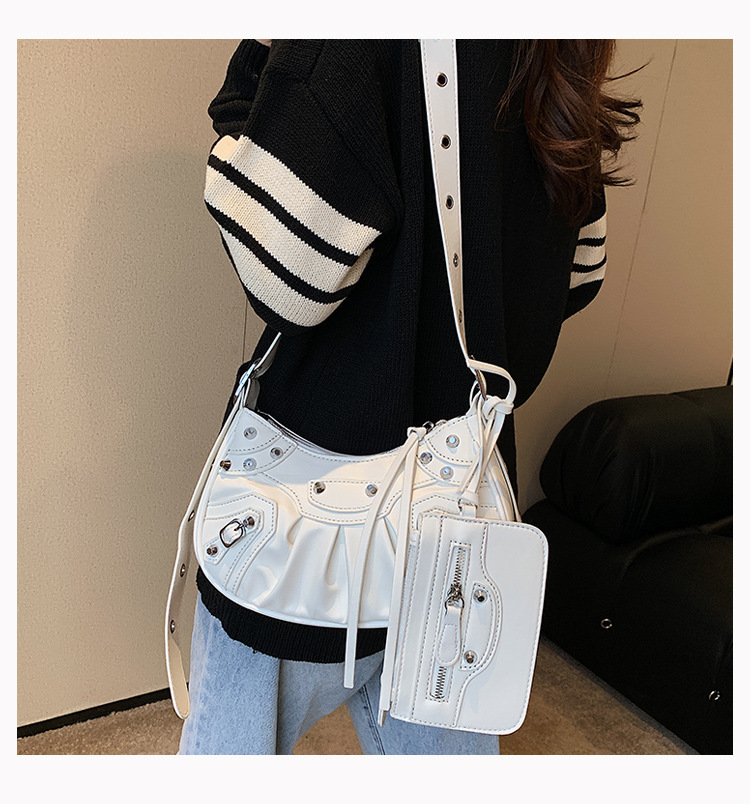 European and American style rivet Y2K Bag style pleated dumpling bun mother bag autumn new retro fashion armpit bag light luxury designer bag