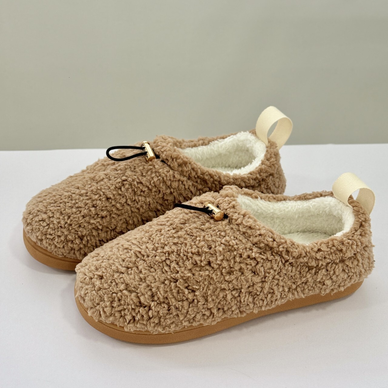 Slippers with Teddy Rope Buckle, Adjustable Full Coverage, Autumn and Winter Cotton Shoes for Outdoor Wear ddmymarket