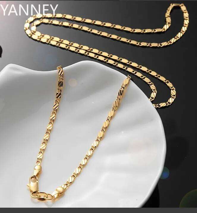 Hot sale Sterling Sier Gold flat Clavicle chains Necklaces for Men Women wedding Jewelry Christmas gifts 40-75cm