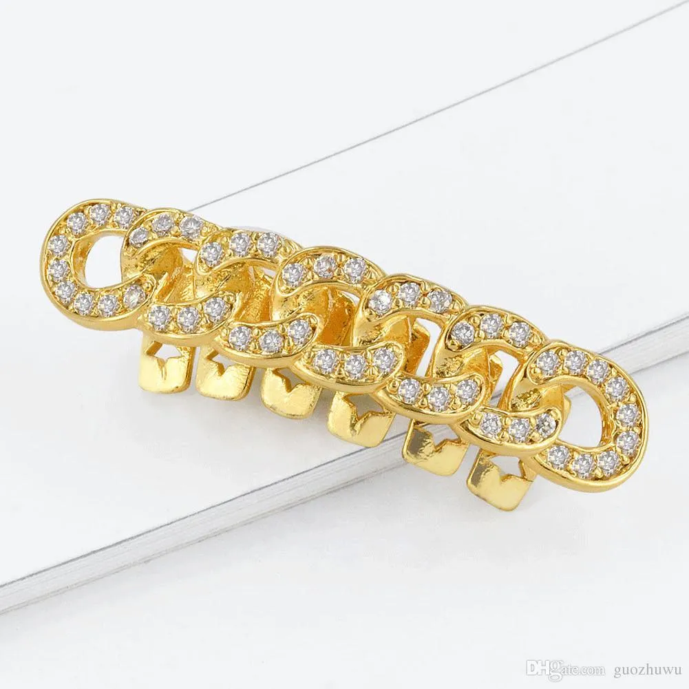 Mens Gold Grillz Teeth Set Fashion Hip Hop Jewelry High Quality Eight 8 Top Tooth & Six 6 Bottom Grills Teeth Grillz Dental Mouth Fang Grills Tooth Ca