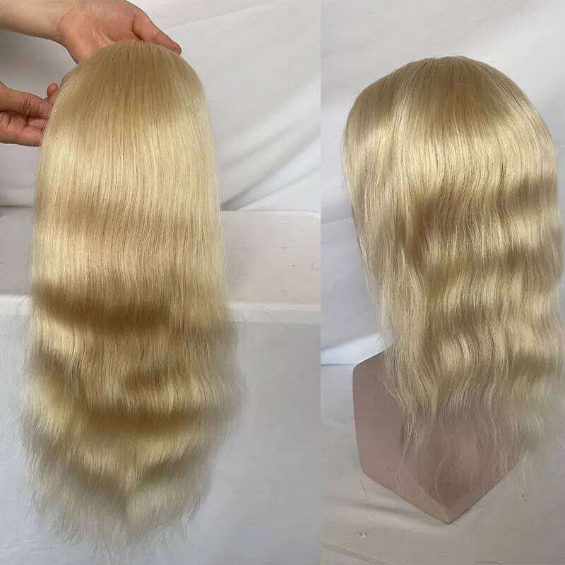 12inch Long Human Blonde 613# Men's 8x10inch Mono Base Mens System Front Men Toupee Natural Hairline Hair Piece