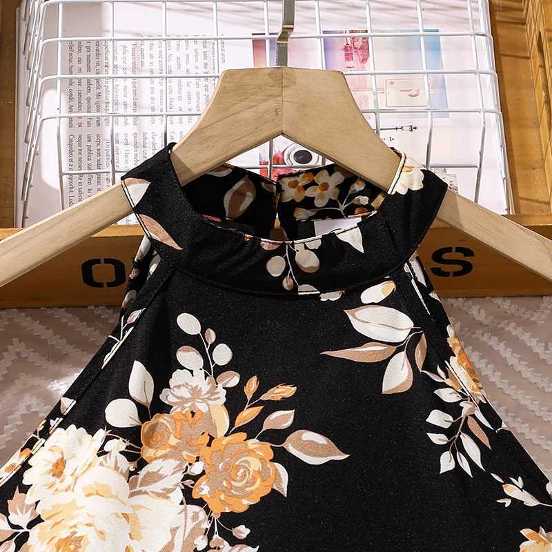 Children Clothes Girl Outfit Black Flowers Printed Vest Yellow Tiered Skirt With Hats 3 Pcs Sets Stylish Girls Outfit L250926P1S3