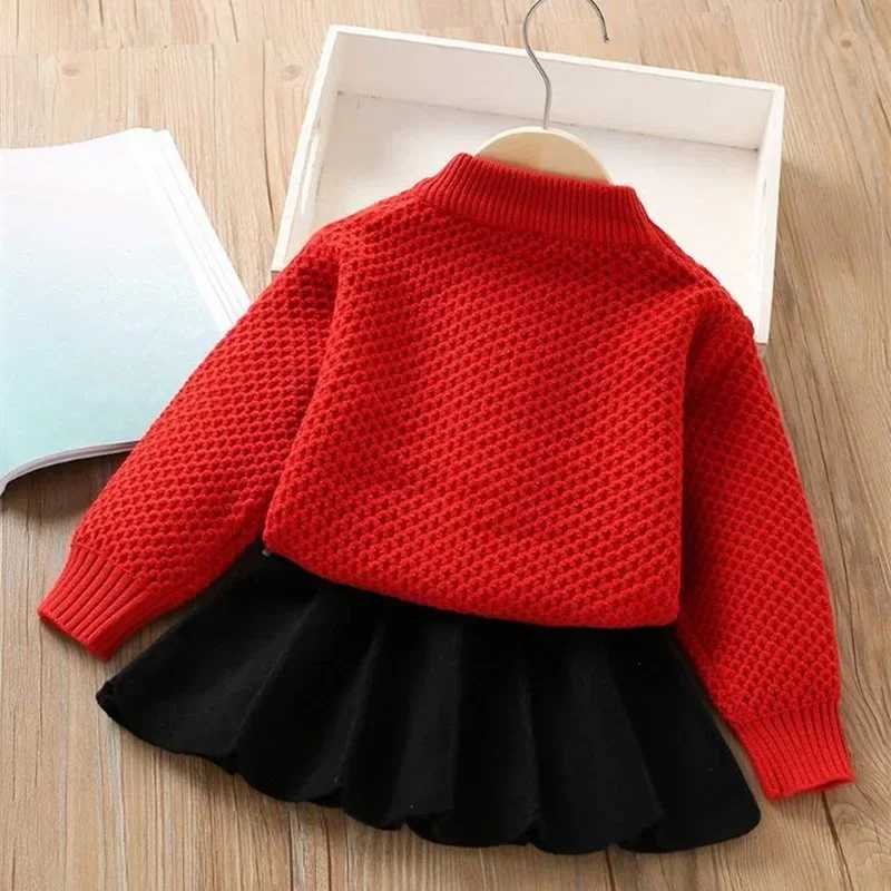 Autumn Winter Kids Clothing Baby Outfits Girls Dresses Clothes Sets Children Knitted Pullover Sweaters Tops Skirts 2 Pcs Suit L2509262G2P