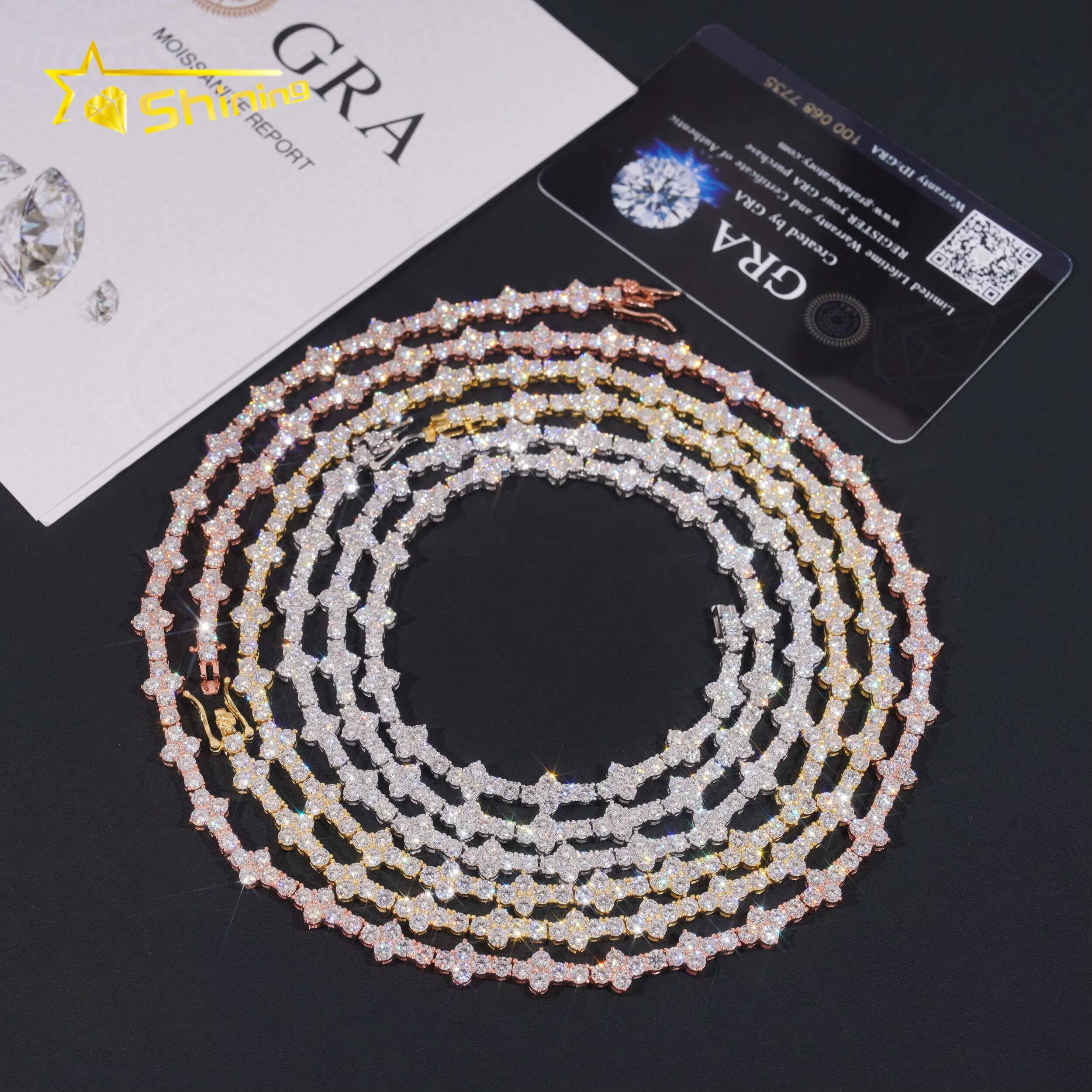 Fast Delivery Cross Tennis Necklace Bracelet 925 Sterling Silver Pass Diamond Tester GRA Certified VVS Moissanite Tennis Chain