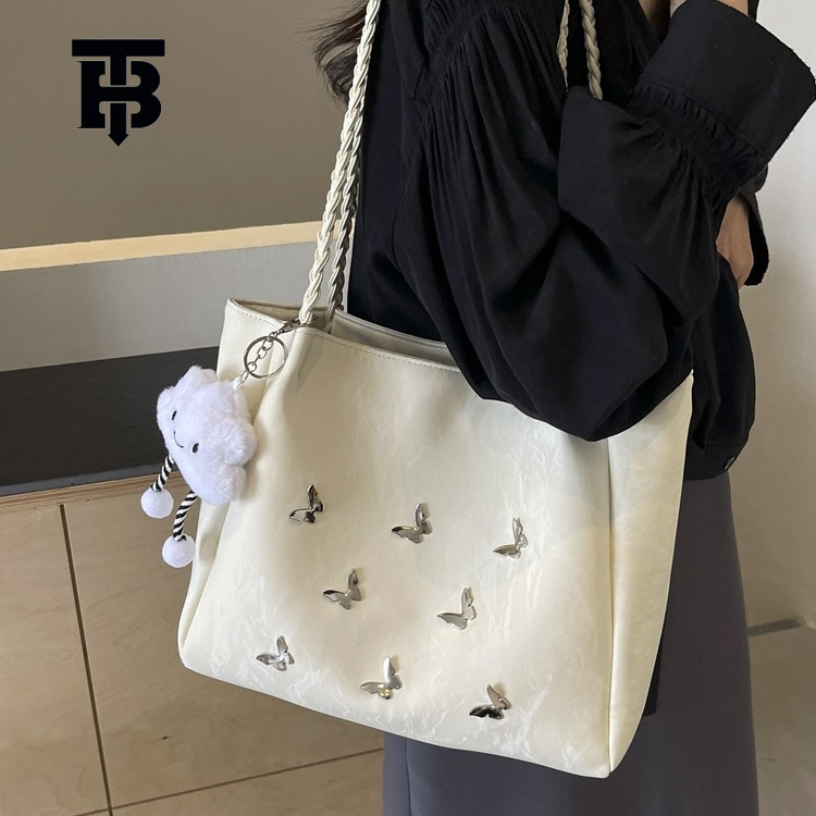 TB BHULAMTE Luxury Bag Designer Bag Large Capacity Bag For Women 2025 New Fashion Niche Butterfly Shoulder Bag Student Class Commuting Versatile Tote 