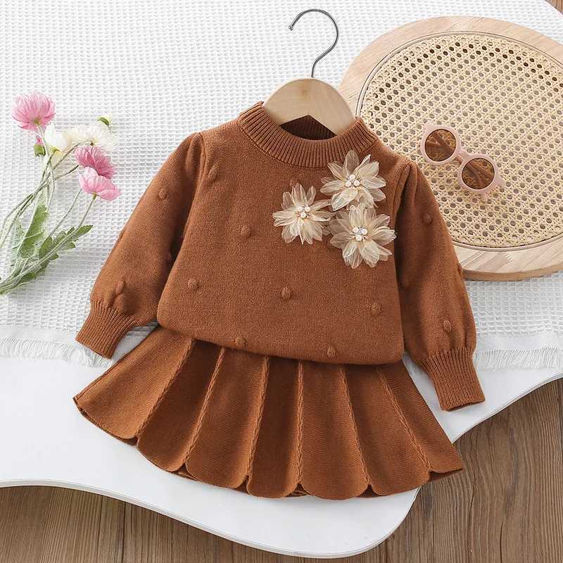 Gilrs Dress Clothes Sets Spring Autumn Children Woolen Jersey Sweaters Tops Skirt Kids Princess Dress Suit For Baby Outfits 5 6Y L250926ZVJ8