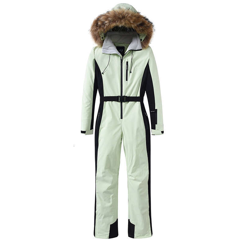 Women's Slim Fit Winter Outdoor Windproof Waterproof Warm Jacket Double Board Ski Suit One-Piece