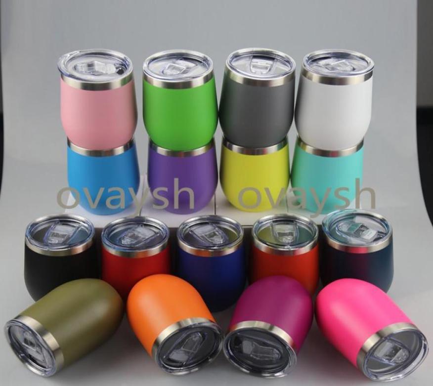 12oz Wine Tumbler Powder Coated Coffee Mugs Beer Glass Water Bottle 2 Layer Vacuum Insulated Beer Mug Wedding Party Champagne Mugs3829139